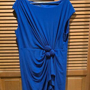 Jones New York Woman Royal Blue Jersey Sheath Dress with Rosette accent